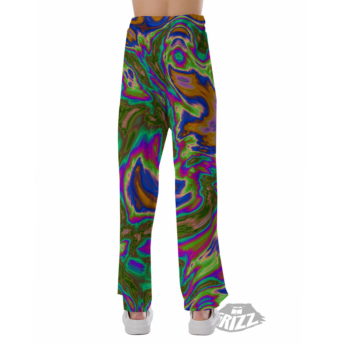 Psychedelic Trippy Purple Green Print Pajama Pants-grizzshop