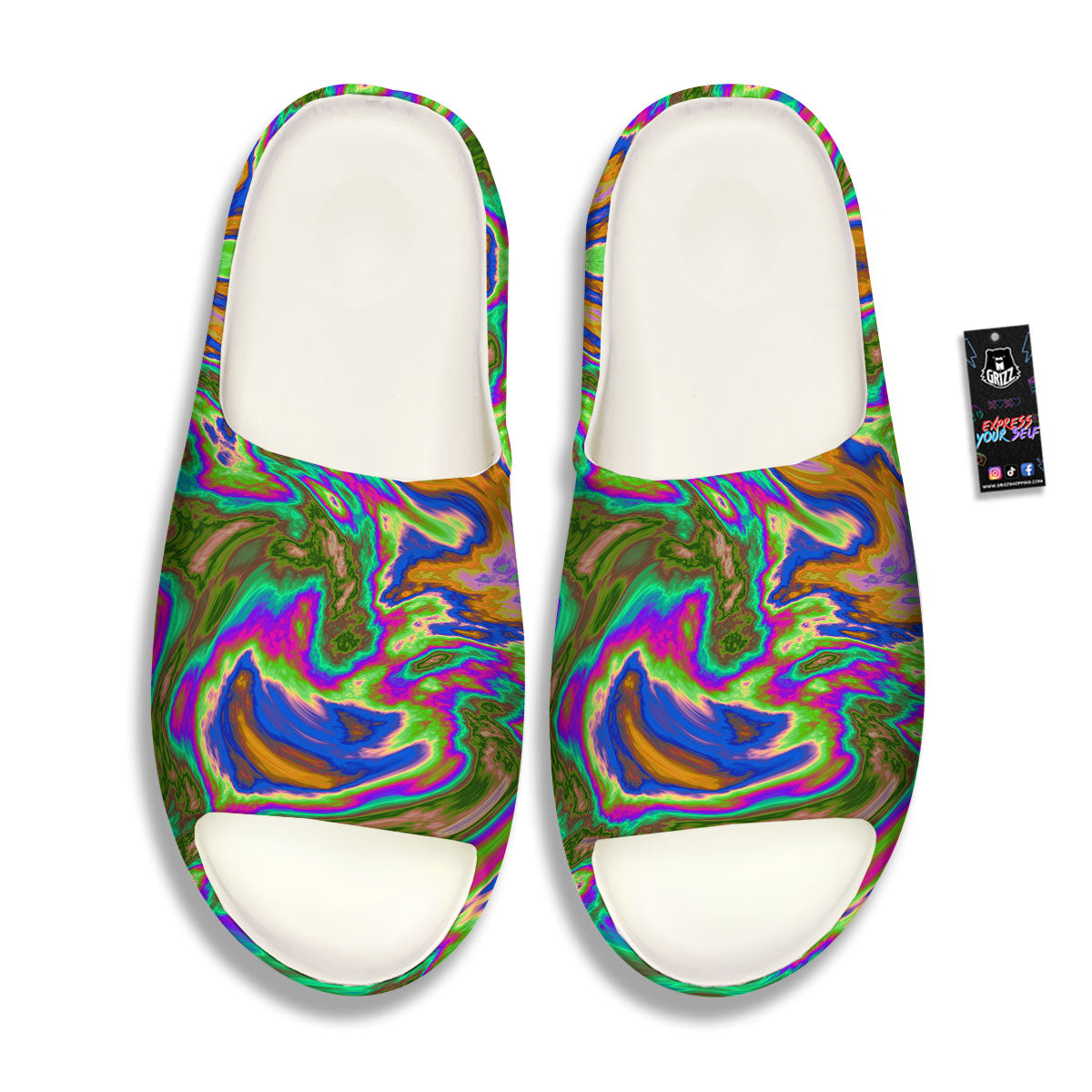 Psychedelic Trippy Purple Green Print Sandals-grizzshop
