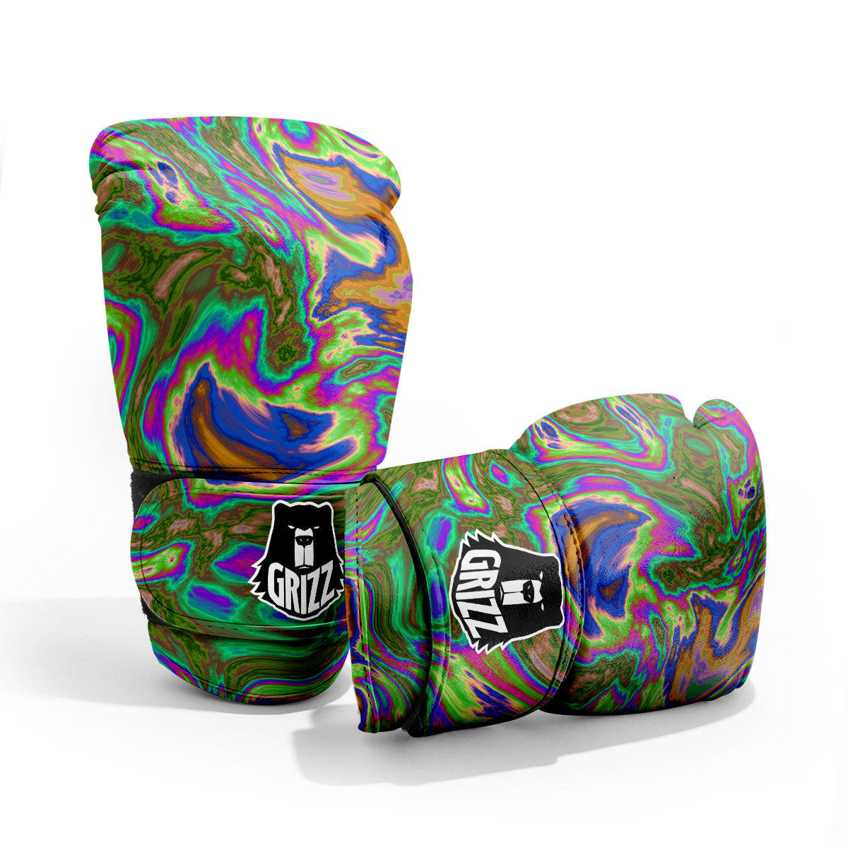 Psychedelic Trippy Purple Green Print Pro Boxing Glove
