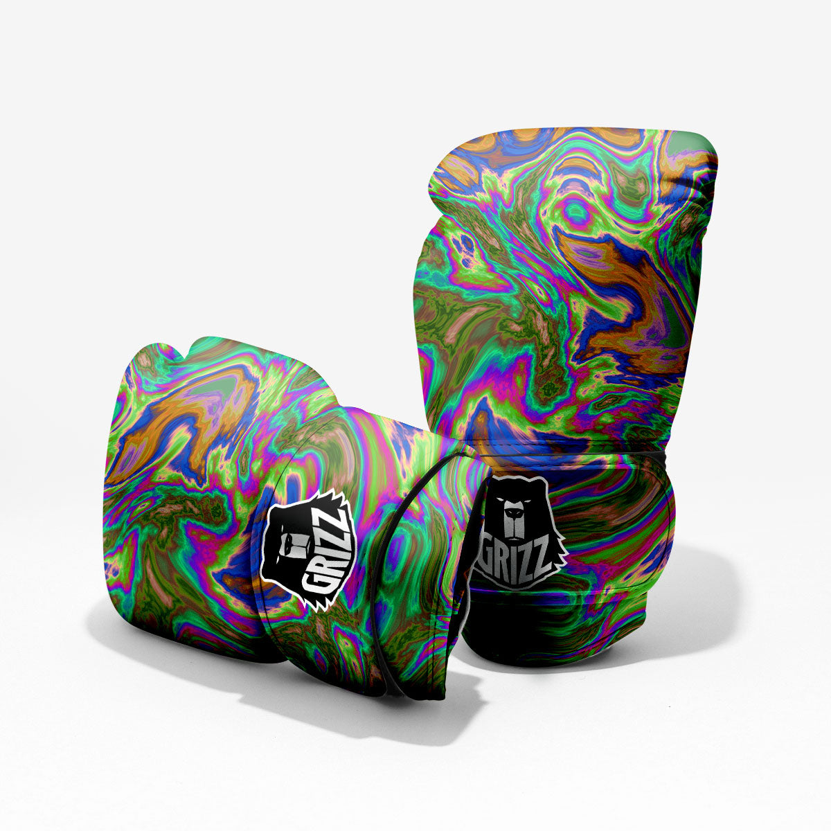 Psychedelic Trippy Purple Green Print Pro Boxing Glove