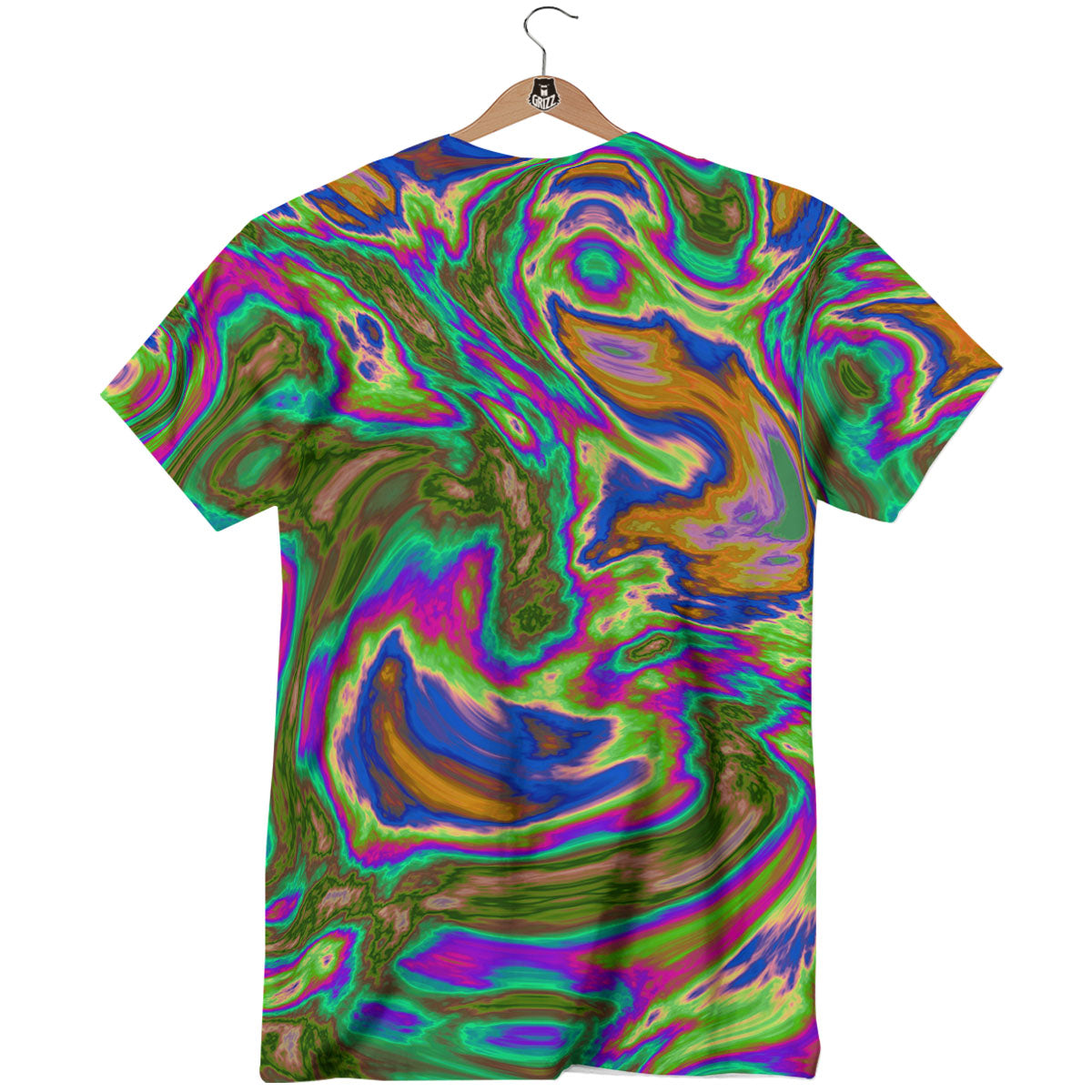 Psychedelic Trippy Purple Green Print T-Shirt-grizzshop