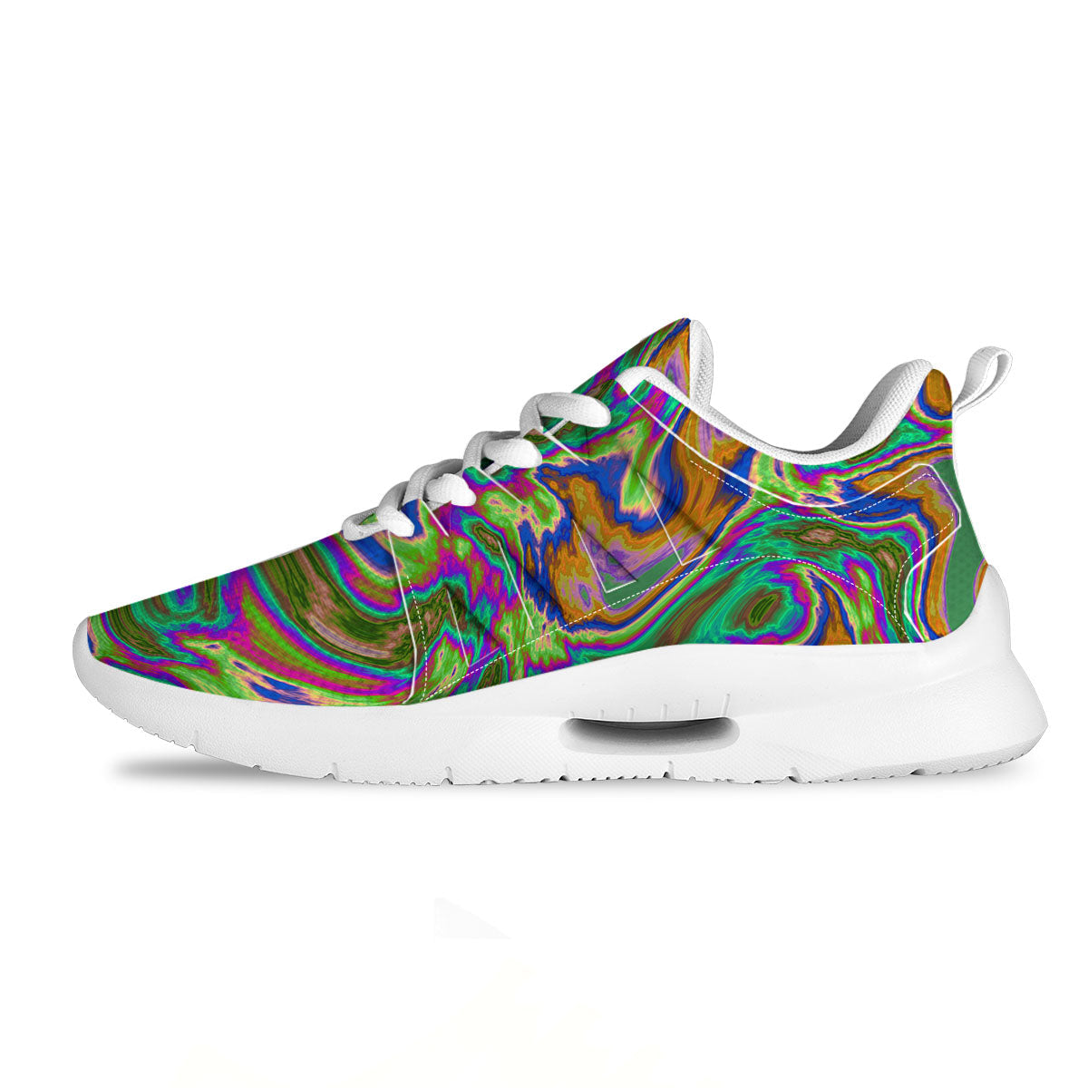 Psychedelic Trippy Purple Green Print Tennis Shoes-grizzshop