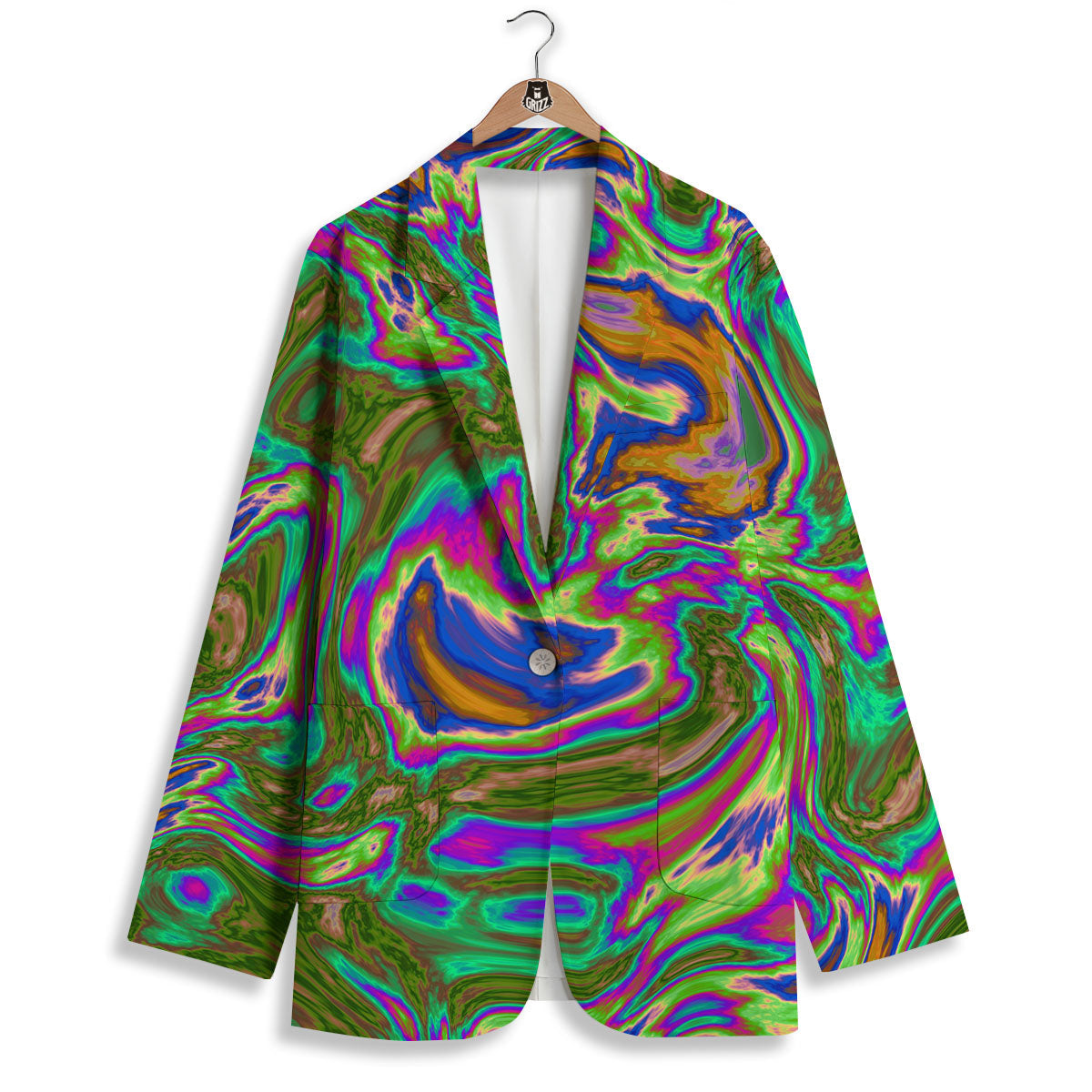 Psychedelic Trippy Purple Green Print Women's Blazer-grizzshop