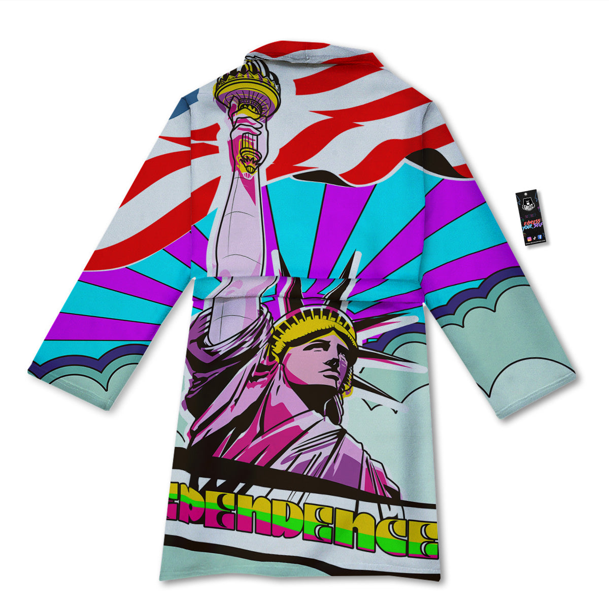 Psychedelic USA Statue of Liberty Independence Day Print Bathrobe-grizzshop