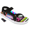 Psychedelic USA Statue of Liberty Independence Day Print Black Open Toe Sandals-grizzshop