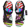 Psychedelic USA Statue of Liberty Independence Day Print Black Open Toe Sandals-grizzshop