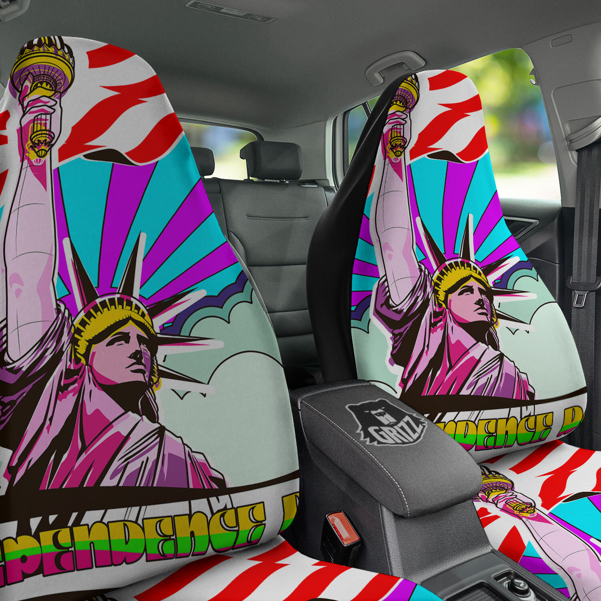 Psychedelic USA Statue of Liberty Independence Day Print Car Seat Covers-grizzshop