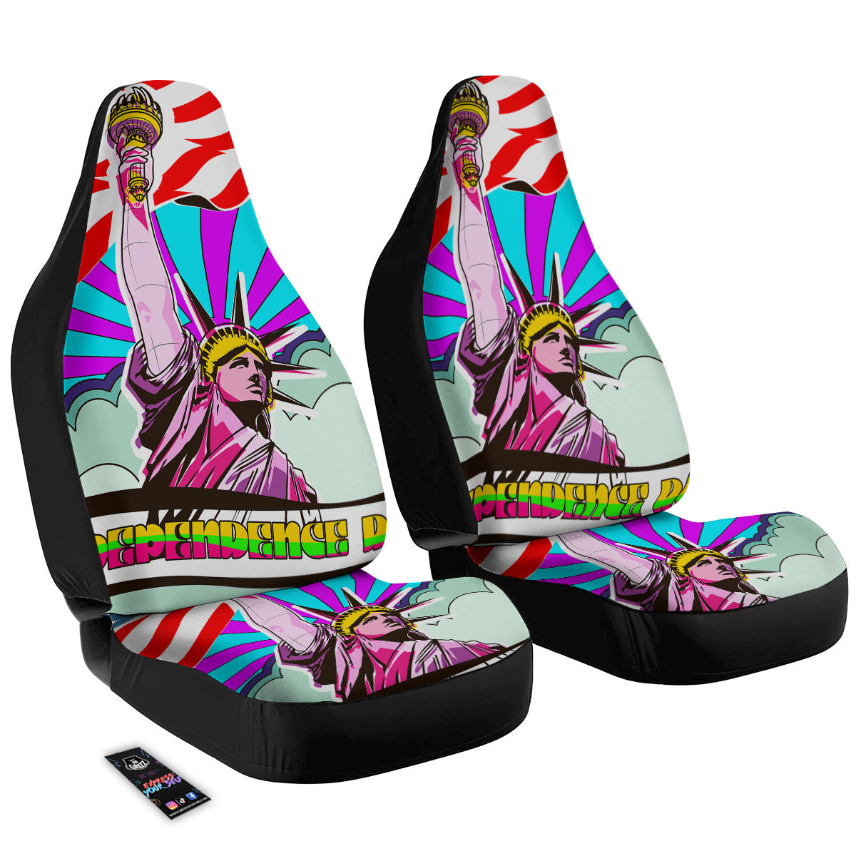 Psychedelic USA Statue of Liberty Independence Day Print Car Seat Covers-grizzshop