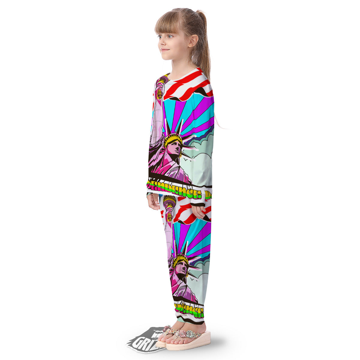 Psychedelic USA Statue of Liberty Independence Day Print Kid's Pajamas-grizzshop