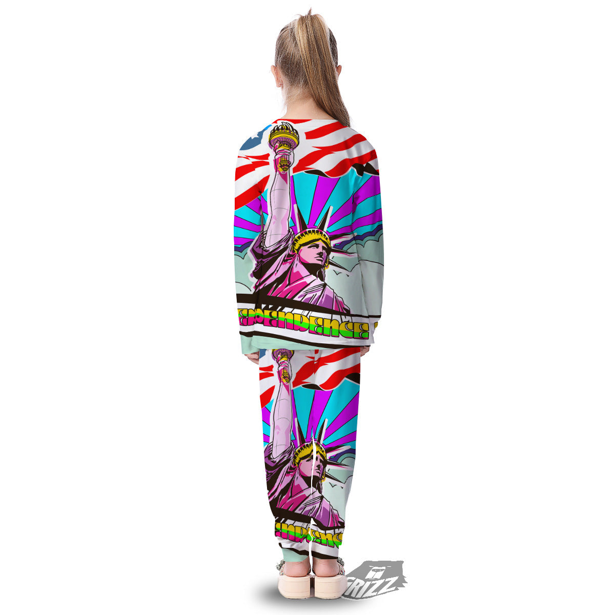 Psychedelic USA Statue of Liberty Independence Day Print Kid's Pajamas-grizzshop