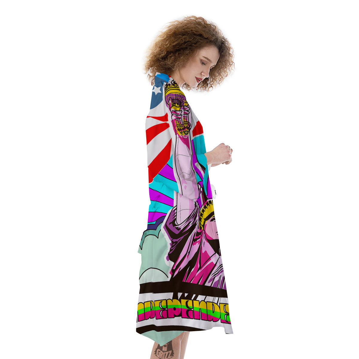 Psychedelic USA Statue of Liberty Independence Day Print Kimono-grizzshop