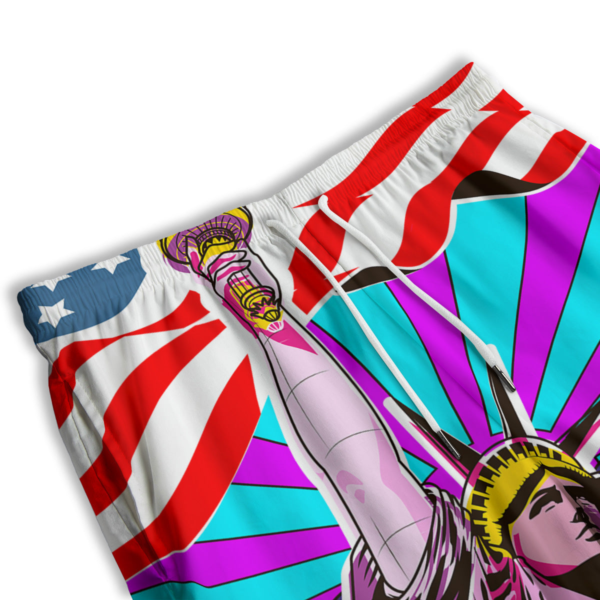 Psychedelic USA Statue of Liberty Independence Day Print Men's Athletic Shorts