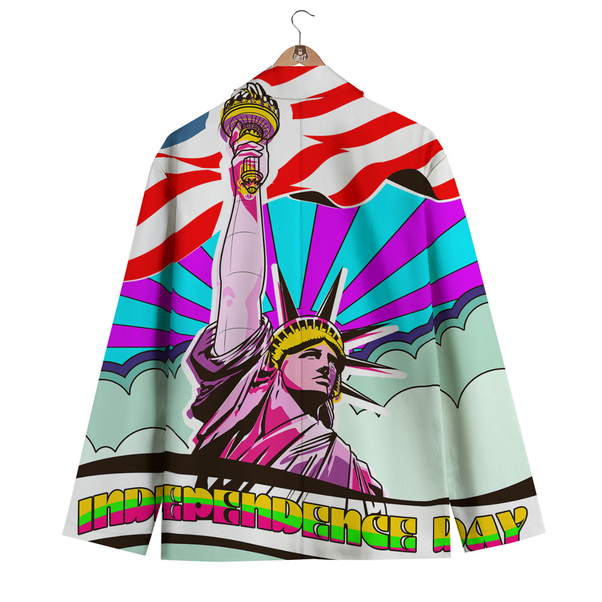 Psychedelic USA Statue of Liberty Independence Day Print Men's Blazer-grizzshop