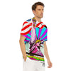 Psychedelic USA Statue of Liberty Independence Day Print Men's Golf Shirts-grizzshop