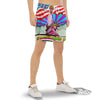 Psychedelic USA Statue of Liberty Independence Day Print Men's Gym Shorts-grizzshop