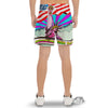 Psychedelic USA Statue of Liberty Independence Day Print Men's Gym Shorts-grizzshop