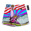 Psychedelic USA Statue of Liberty Independence Day Print Men's Running Shorts-grizzshop