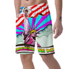 Psychedelic USA Statue of Liberty Independence Day Print Men's Shorts-grizzshop