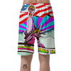 Psychedelic USA Statue of Liberty Independence Day Print Men's Shorts-grizzshop