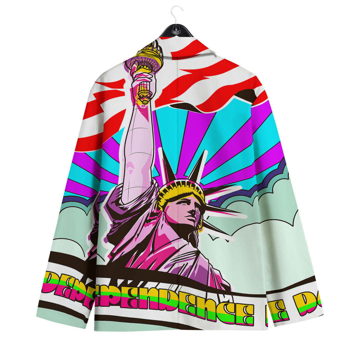 Psychedelic USA Statue of Liberty Independence Day Print Men's Sport Coat-grizzshop