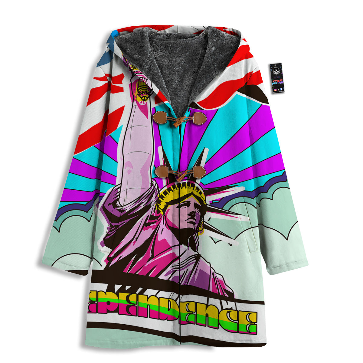 Psychedelic USA Statue of Liberty Independence Day Print Men's Windbreaker Jacket-grizzshop