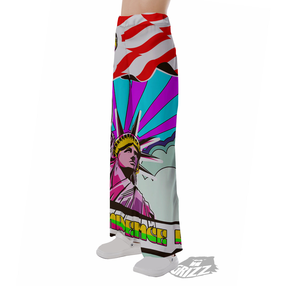 Psychedelic USA Statue of Liberty Independence Day Print Pajama Pants-grizzshop