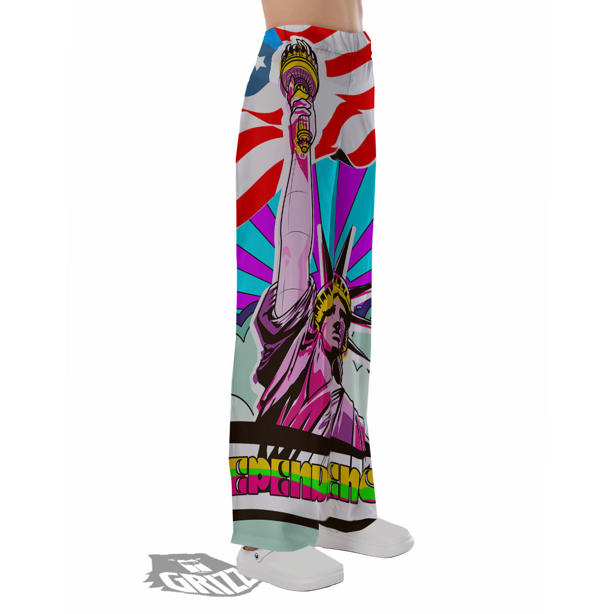 Psychedelic USA Statue of Liberty Independence Day Print Pajama Pants-grizzshop