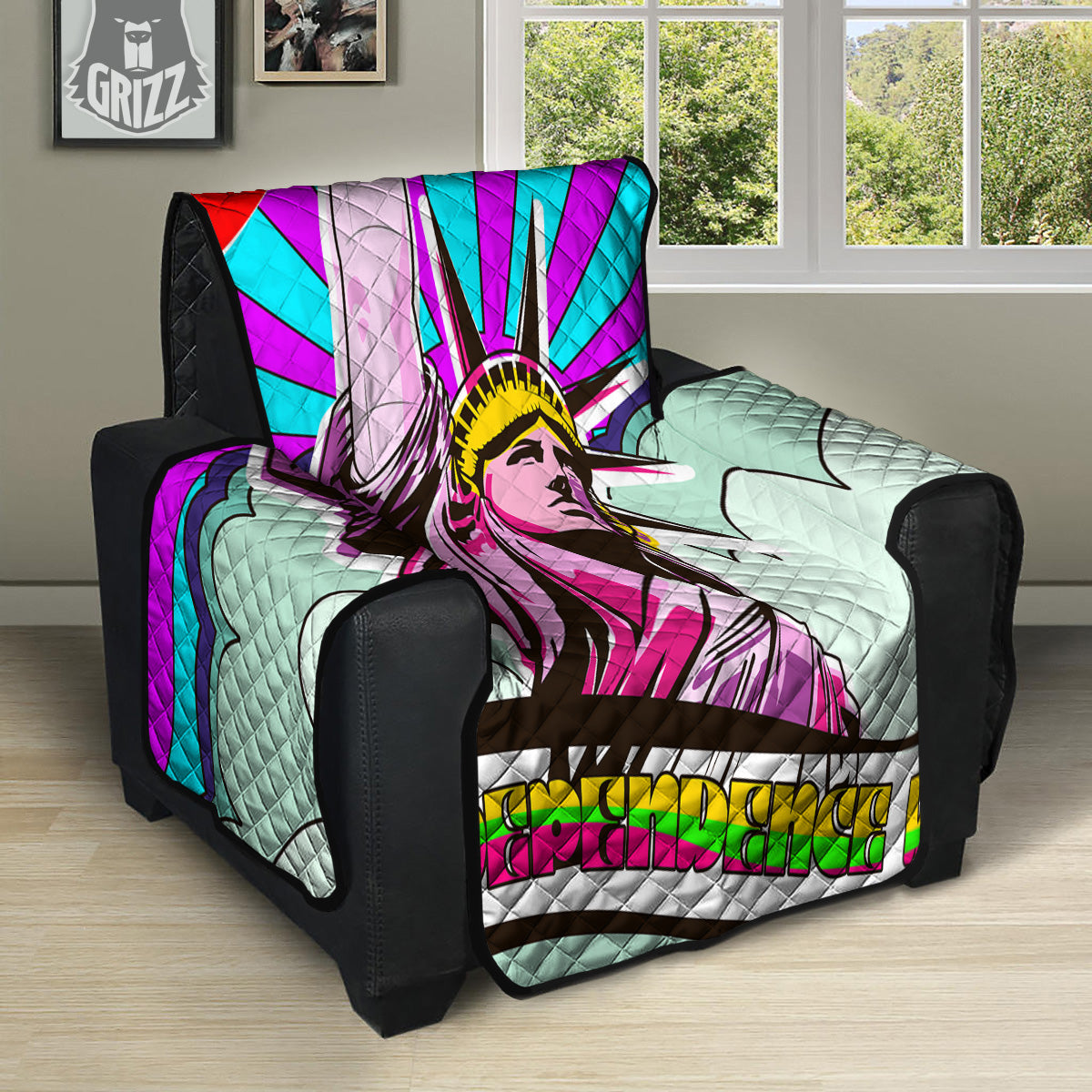 Psychedelic USA Statue of Liberty Independence Day Print Recliner Protector-grizzshop