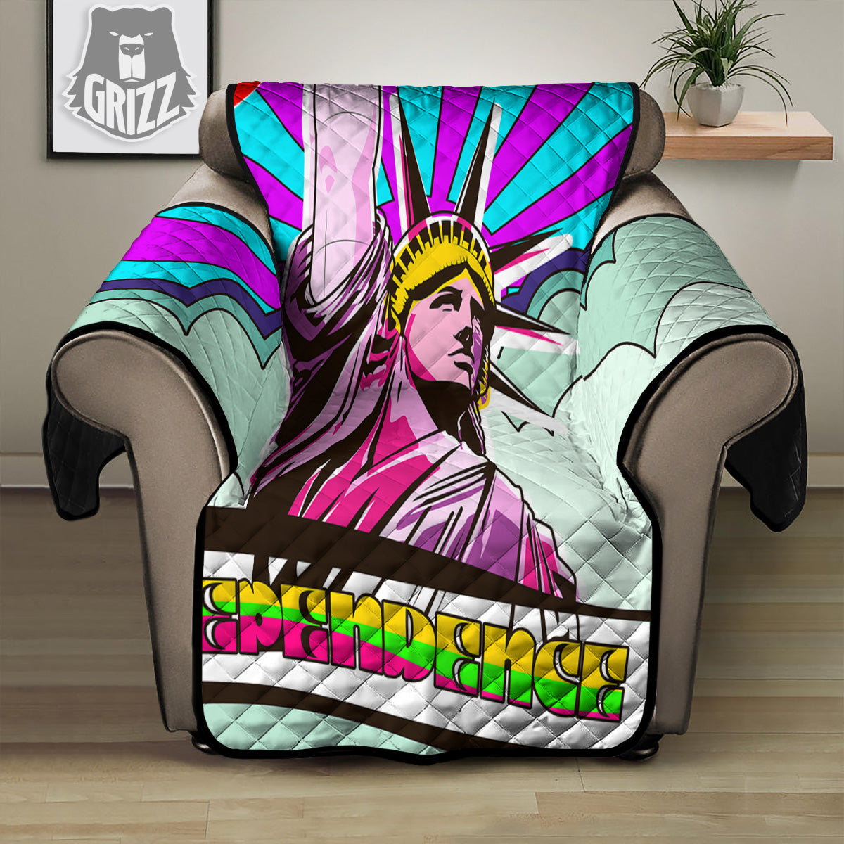 Psychedelic USA Statue of Liberty Independence Day Print Recliner Protector-grizzshop