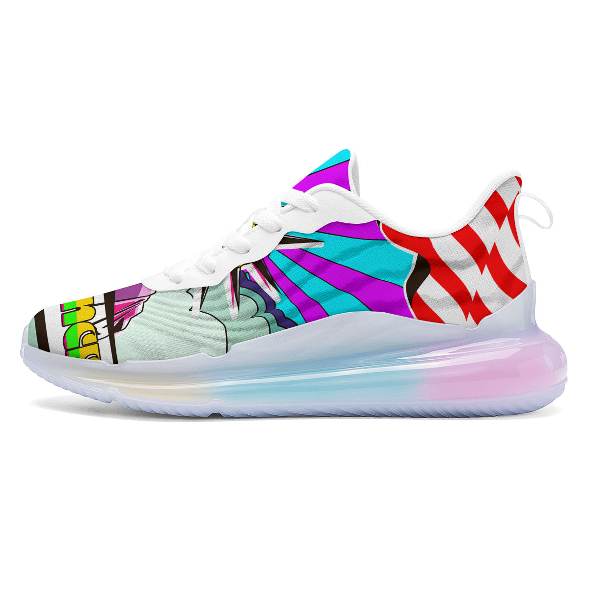 Psychedelic USA Statue of Liberty Independence Day Print Running Sneakers-grizzshop