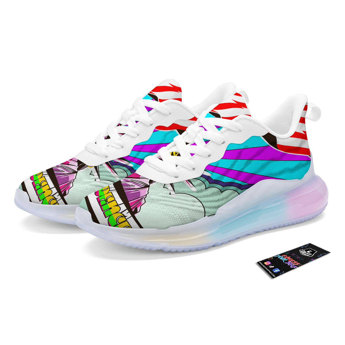 Psychedelic USA Statue of Liberty Independence Day Print Running Sneakers-grizzshop