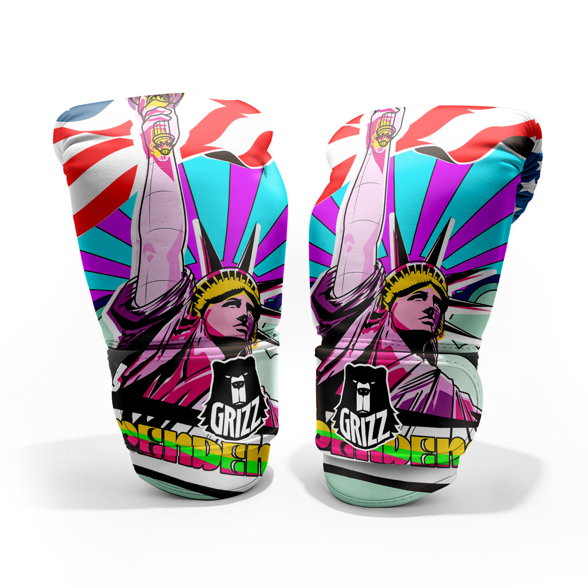 Psychedelic USA Statue of Liberty Independence Day Print Pro Boxing Glove