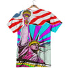 Psychedelic USA Statue of Liberty Independence Day Print T-Shirt-grizzshop