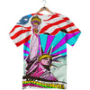 Psychedelic USA Statue of Liberty Independence Day Print T-Shirt-grizzshop