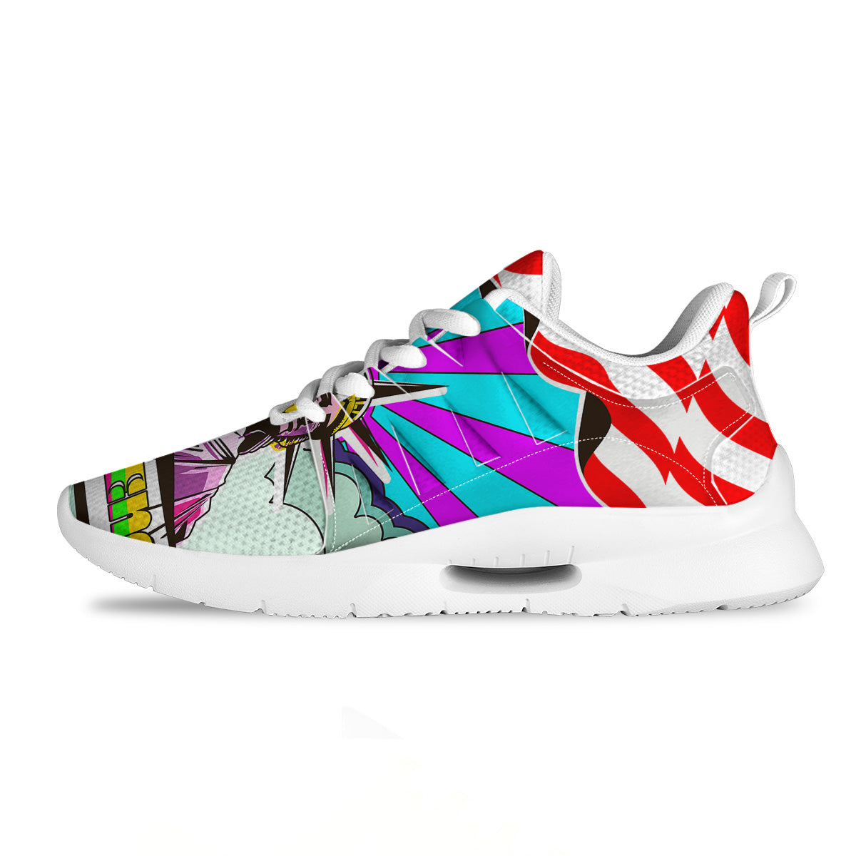 Psychedelic USA Statue of Liberty Independence Day Print Tennis Shoes-grizzshop