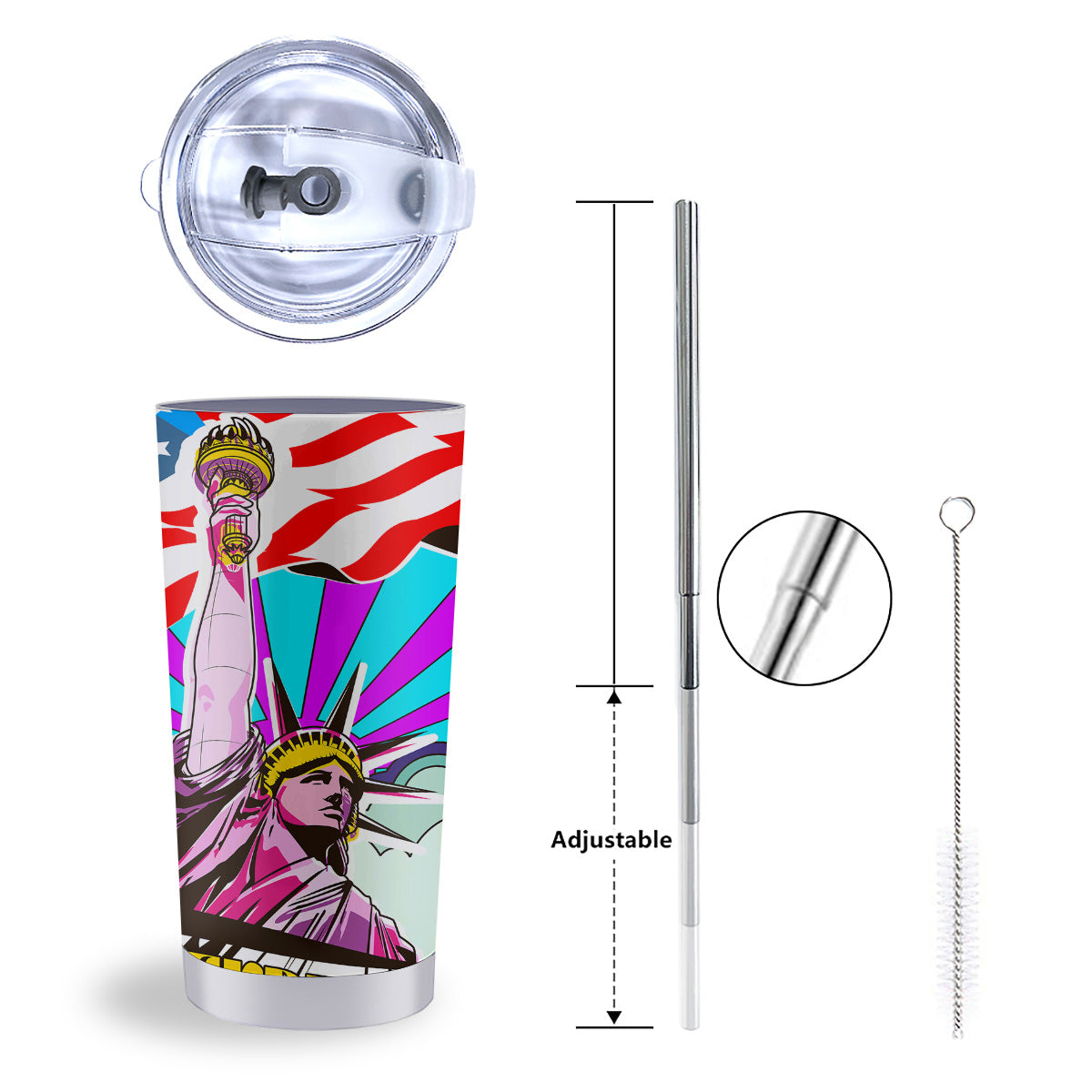 Psychedelic USA Statue of Liberty Independence Day Print Tumbler-grizzshop