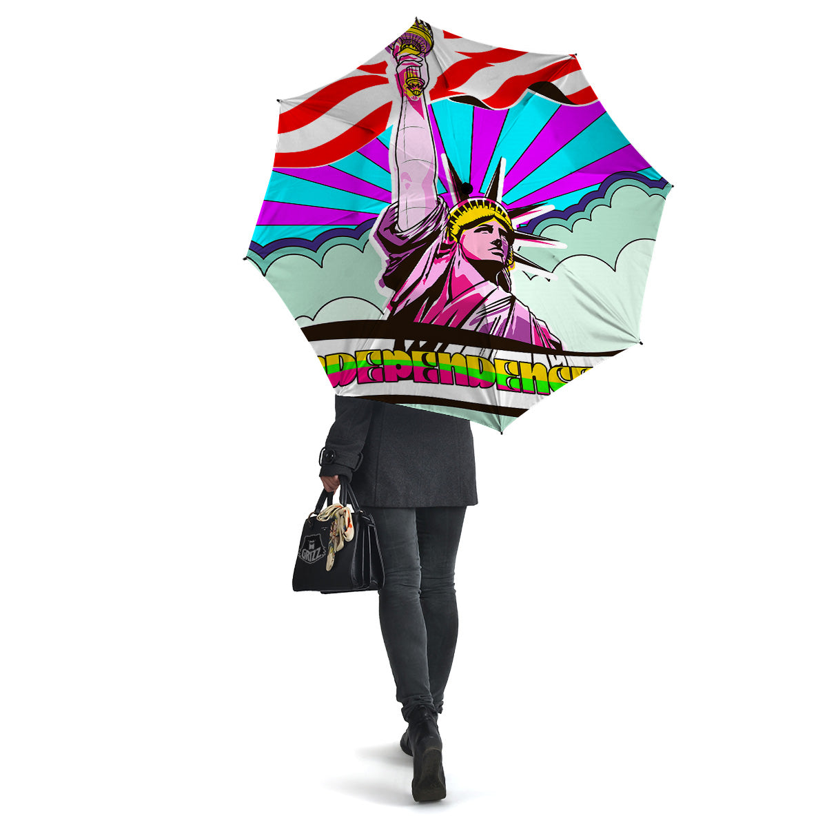 Psychedelic USA Statue of Liberty Independence Day Print Umbrella-grizzshop