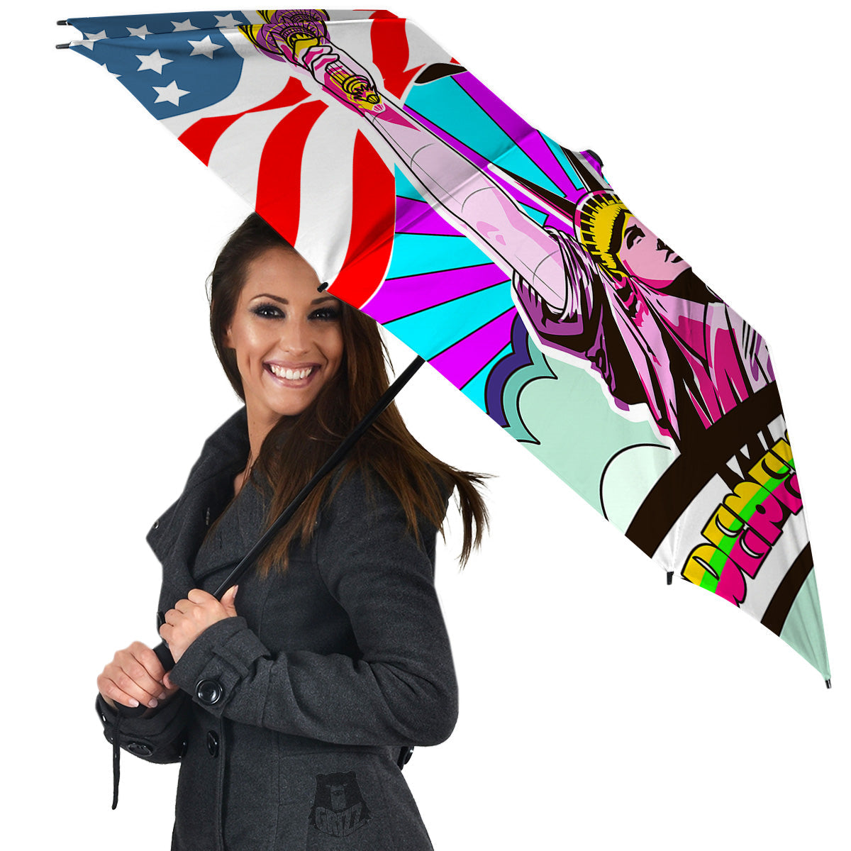 Psychedelic USA Statue of Liberty Independence Day Print Umbrella-grizzshop