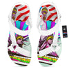 Psychedelic USA Statue of Liberty Independence Day Print White Open Toe Sandals-grizzshop