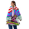 Psychedelic USA Statue of Liberty Independence Day Print Women's Sherpa Jacket-grizzshop