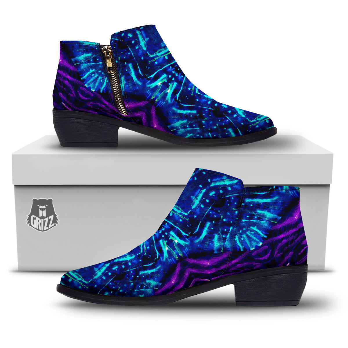 Psychedelic Watercolor Print Pattern Ankle Boots-grizzshop