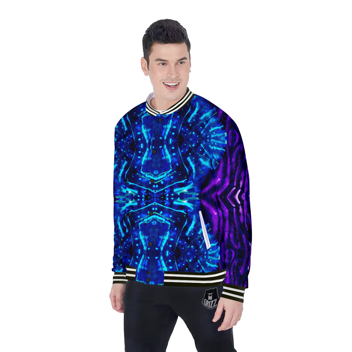 Psychedelic Watercolor Print Pattern Baseball Jacket-grizzshop
