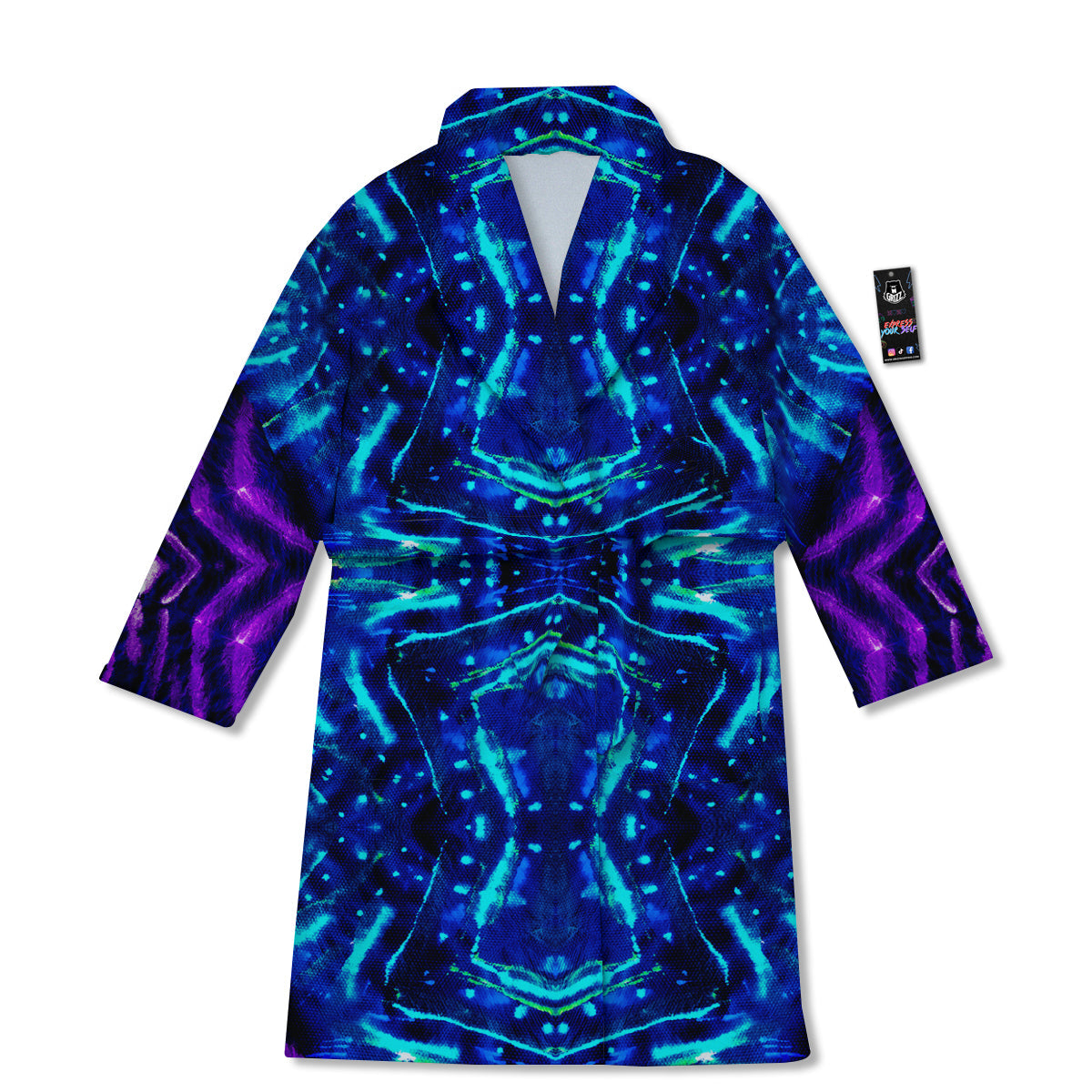 Psychedelic Watercolor Print Pattern Bathrobe-grizzshop