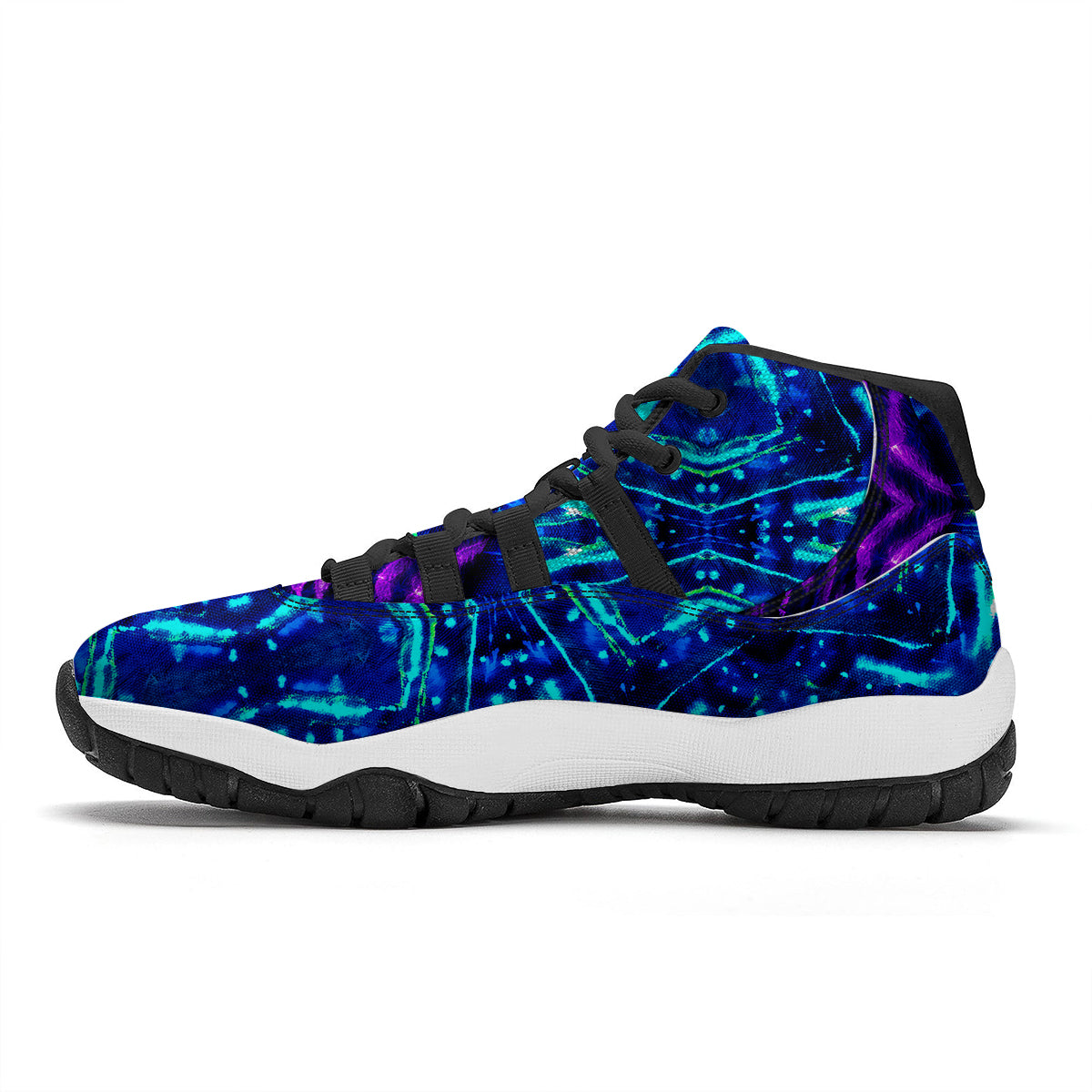 Psychedelic Watercolor Print Pattern Black Bball Shoes-grizzshop