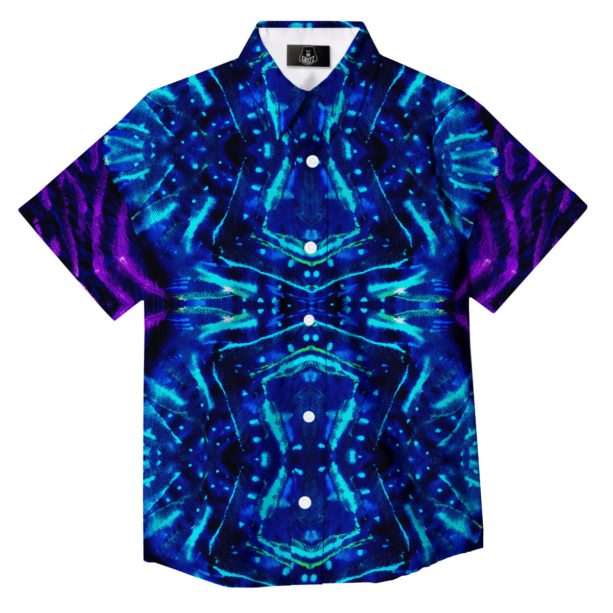 Psychedelic Watercolor Print Pattern Button Up Shirt-grizzshop