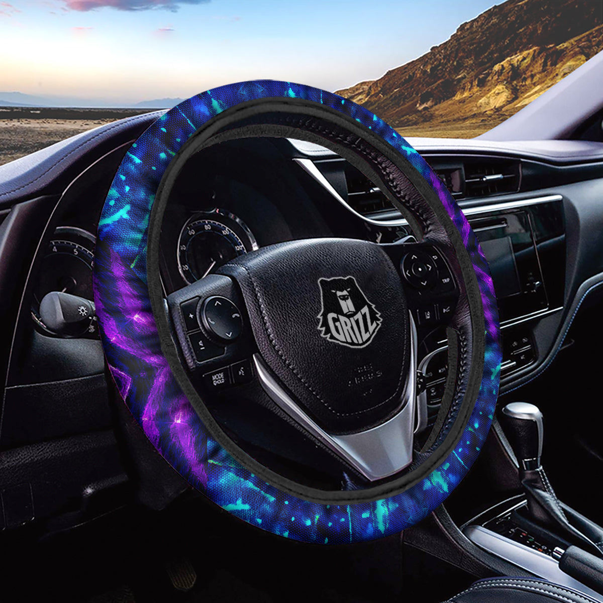 Psychedelic Watercolor Print Pattern Car Steering Wheel Cover-grizzshop