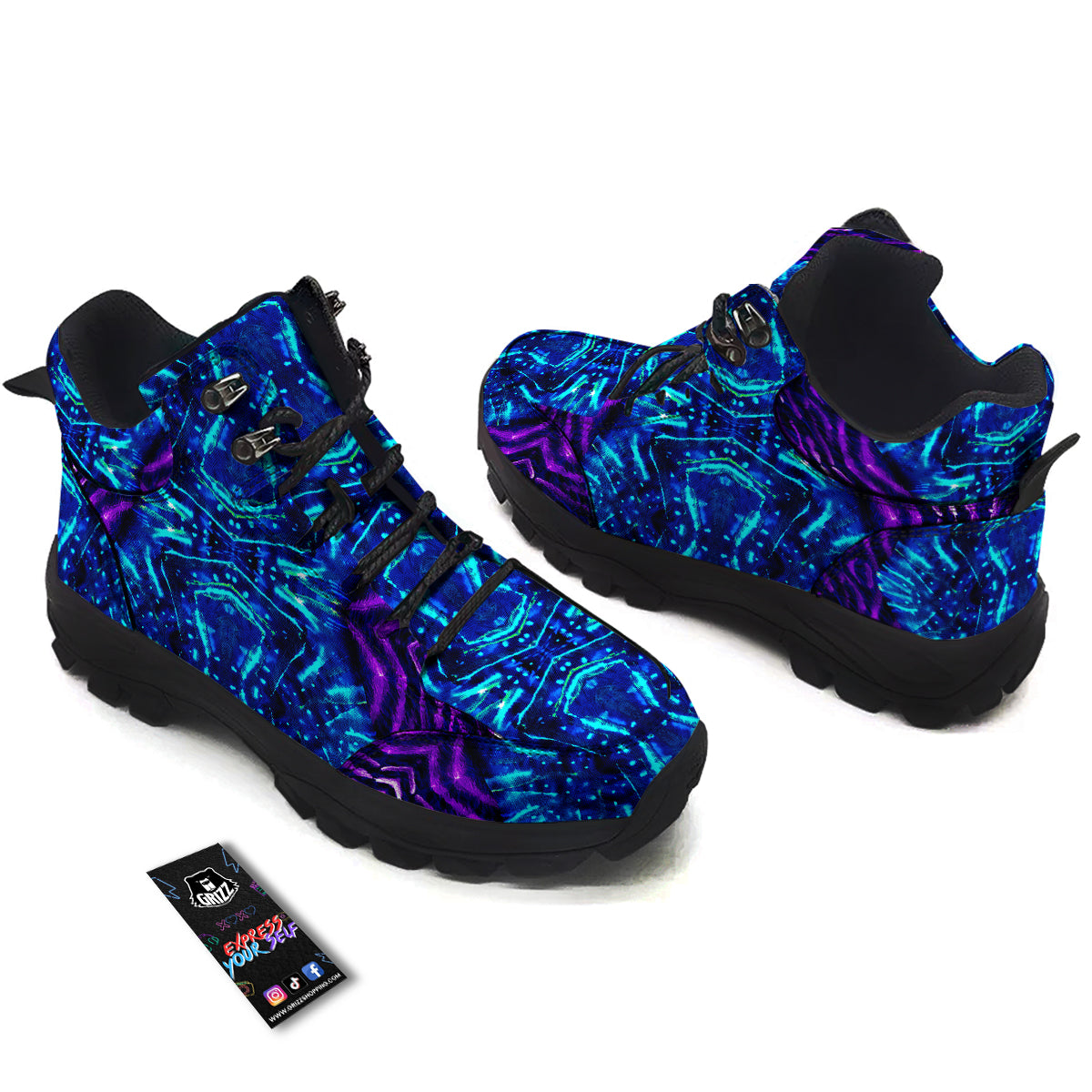 Psychedelic Watercolor Print Pattern Hiking Shoes-grizzshop