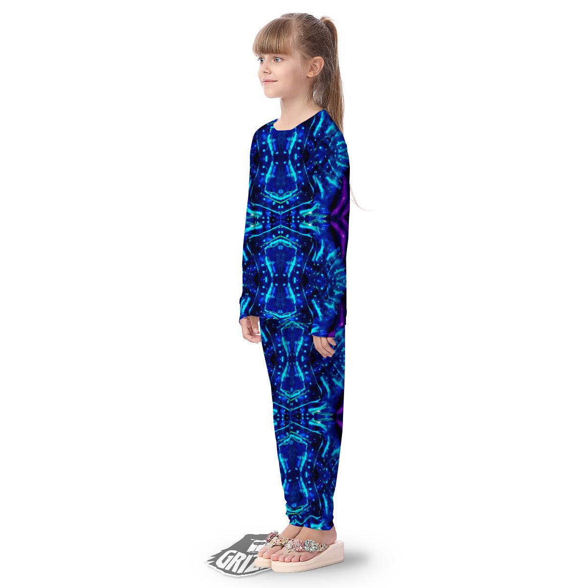 Psychedelic Watercolor Print Pattern Kid's Pajamas-grizzshop