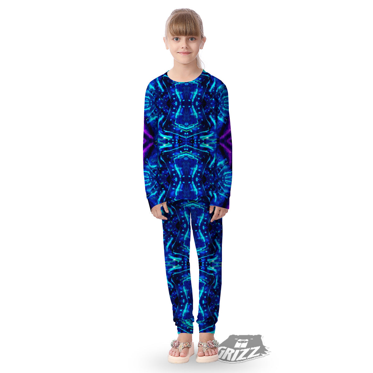 Psychedelic Watercolor Print Pattern Kid's Pajamas-grizzshop