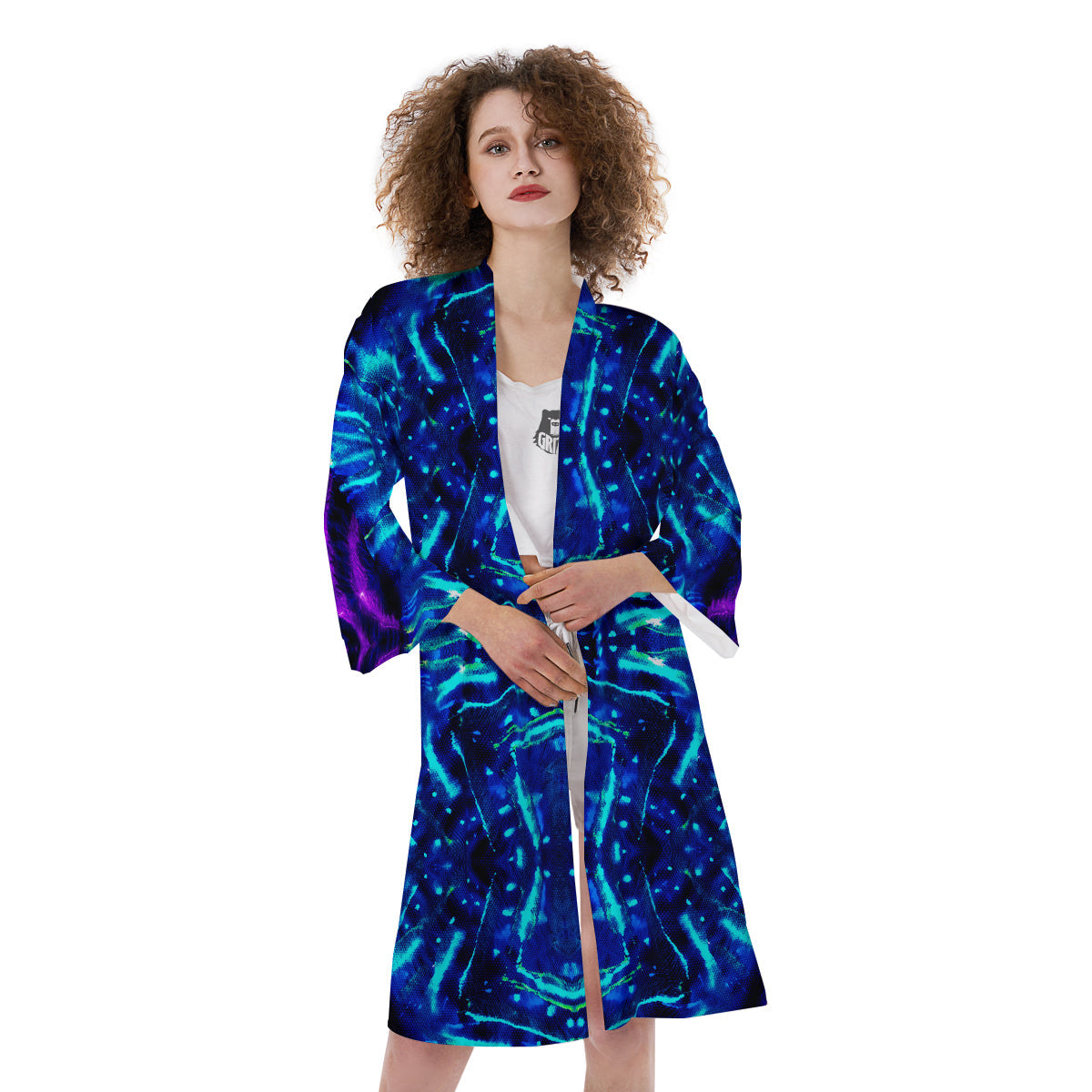 Psychedelic Watercolor Print Pattern Kimono-grizzshop